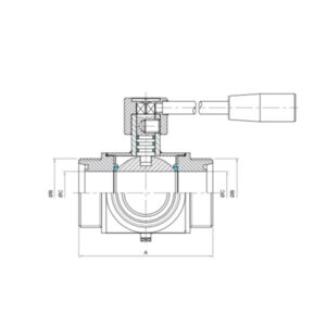 Three-way ball valve DIN 11851 male ends